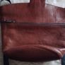 Leather bag crossbidy or shoulder ( adjustable strap.r bottle green tan and red .Real leather .used once like new. Image 2