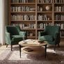 Wood Round Coffee Table with 2 Tier Storage Partitioned Shelf Industrial Modern Design Sofa Table for Living Room Image 2