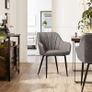 Set of 2 Grey Dining Chairs with Armrests Quilted PU Upholstered Kitchen & Dining Room Chairs Image 6