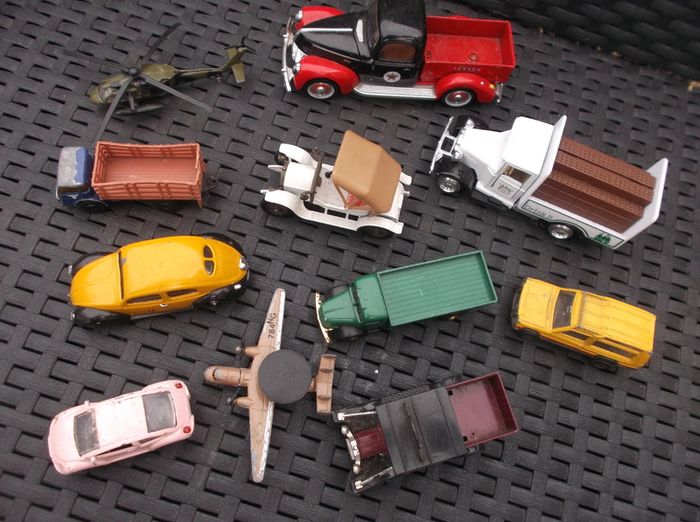 Set of 11 Vintage Cars, Lorries, Helicopter etc