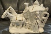 Victorian White Horse Drawn Carriage, Cinderella Horse Carriage, Princess and Stage Coach Figurine, Stagecoach, Porcelain Horse and Coach