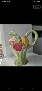 Vintage Fitz & Floyd Omnibus ceramic tulip pitcher 64oz