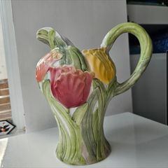 Vintage Fitz & Floyd Omnibus ceramic tulip pitcher 64oz