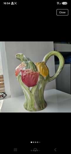 Vintage Fitz & Floyd Omnibus ceramic tulip pitcher 64oz