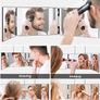 SALE | Vanexiss 3 Way Mirror,360 Mirror Self Cut Hair,Adjustable & Foldable Portable Trifold Mirror with Height Retractable Hook,for DIY Haircut,Hair Coloring,Hair Braiding,Shaving,Makeup Image 5
