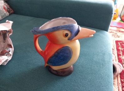 Vintage woodpecker cup/mug puffin glass ceramic memorabilia pub clay decor