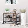 Shoe bench Shoe cabinet in industrial design, shoe rack with 2 grid shelves, rounded frame, easy assembly, stable, space-saving, narrow, wood look, vintage Image 3