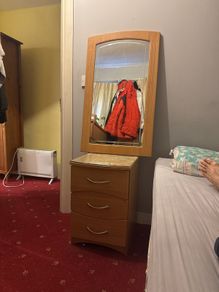 Bedside table and mirror