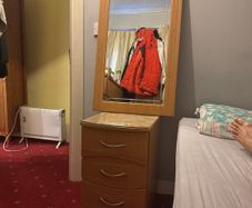 Bedside table and mirror