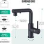 Kitchen Tap with 3 Function Sprayer, Pull Out Kitchen Mixer Tap, 360 Swivel Kitchen Sink Tap, Single Handle Sink Tap for Bathroom or Kitchen, Matt Black Image 7