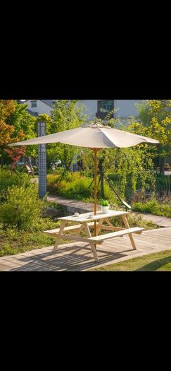Outsunny 4-Seater Wooden Picnic Bench Set-Fir Wood