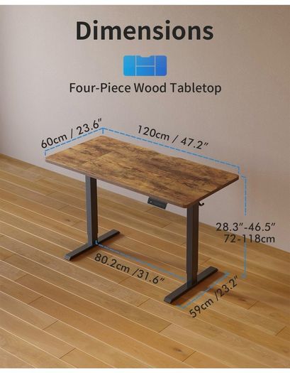 Electric Standing Desk Height Adjustable For Gaming and Computer, 120 x 60cm Sit Stand