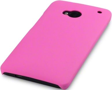 Htc One Hybrid Rubberised Back Case Solid Black / Solid Pink / Solid Red +  Free Screen Protector