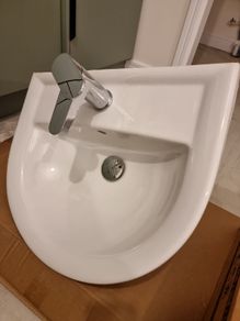 3 x NEW BUILD Bathroom Basins plusChrome Mixer Taps, never Used