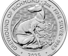 2025 Great Britain Tudor Beasts - 2 oz Silver Coin Greyhound of Richmond BU (In Capsule)