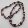 Antique Venetian Style Black Trade & Red Venetian Whiteheart Glass Beads Necklace Image 5