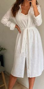 Esprit White Oversized Linen Dress with separate under slip  - UK Size 12 / 14