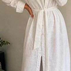 Esprit White Oversized Linen Dress with separate under slip  - UK Size 12 / 14