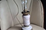 Mid Century Vintage Retro Marble gold ornate metal lamp base