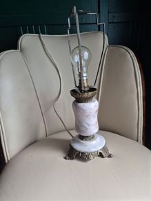 Mid Century Vintage Retro Marble gold ornate metal lamp base