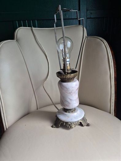 Mid Century Vintage Retro Marble gold ornate metal lamp base