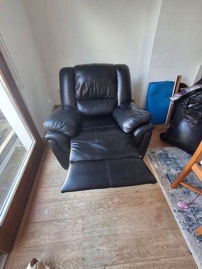Black Leather Reclining Armchair