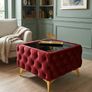 Chesterfield Velvet Square Coffee Table with Glass Image 3