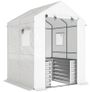 Tomato Greenhouse Film Greenhouse with Raised Bed Roll-up Door Window Sloped Roof 141 x 141 x 190 cm White Image 2