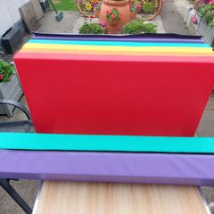 Play Factory Soft Play Foldable Colour Mat, Soft Play Balance Beam and Stepping Stone Balance Beam Set