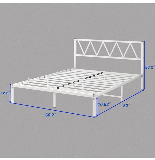 King Size Bed Frame with Headboard, Heavy Duty Metal Under Bed Storage, No Box Spring Needed, Easy Assembly, White