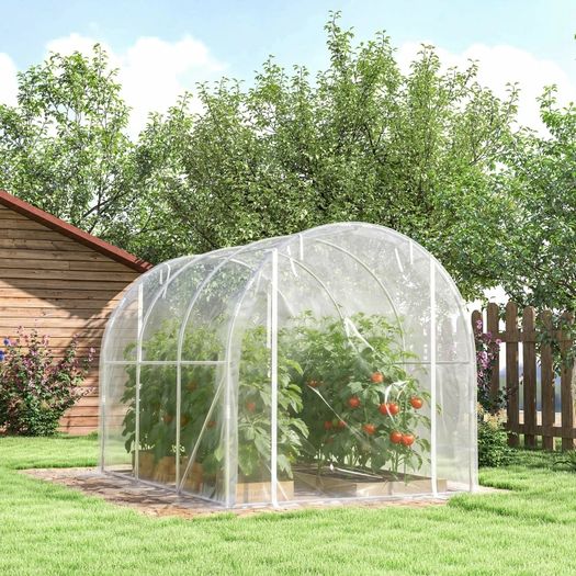 6m Garden Tunnel Greenhouse tunnel greenhouse 195x295x195cm galvanized steel frame, 150 g/m PE cover transparent