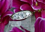 Art Deco 3 Stone Trilogy Diamond Ring - 18ct White Gold