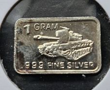 1 gram Silver .999 Tank Bar
