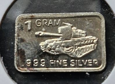 1 gram Silver .999 Tank Bar