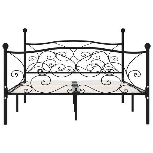 Bed Frame with Slatted Base Black Metal 120x200 cm