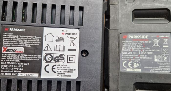 Parkside smart batteries plus dual charger