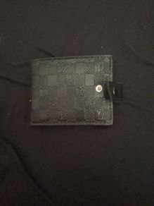Black leather checkered louis vutton wallet