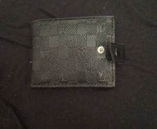 Black leather checkered louis vutton wallet