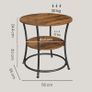 Round Industrial Side Table with 2 Tier Storage Shelf Vintage Brown & Black Image 4