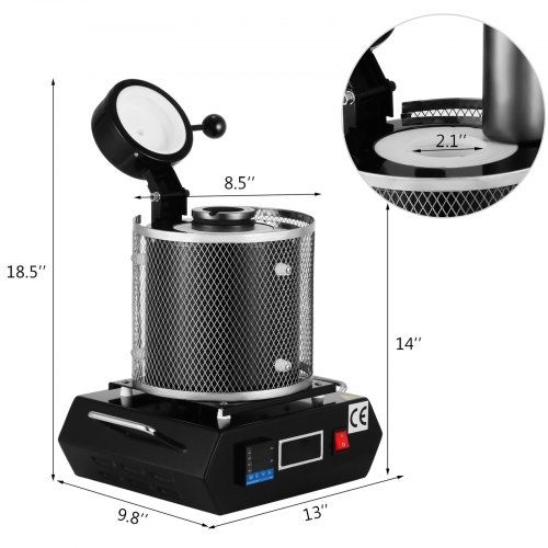 1KG Gold Melting Furnace 1350W Digital Melting Furnace Machine 1150C for Casting Refining