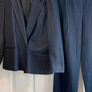 Navy pinstripe suit. Image 4
