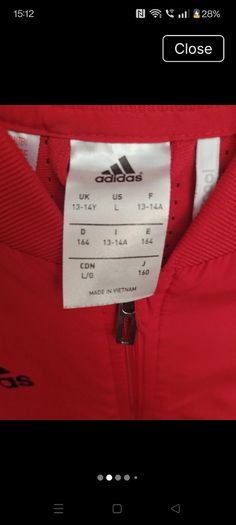 Adidas red zipped top 13/14