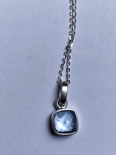Silver Pendant with square cushion shaped natural Topaz Stone