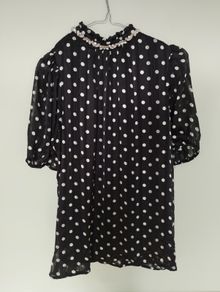 V by Very Neck Trim Detail Polka Dot Top