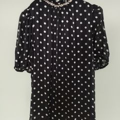 V by Very Neck Trim Detail Polka Dot Top