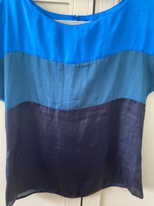 Navy teal and  blue colour block top size 12