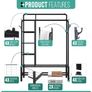 Heavy Duty Clothes Rail, 120KG Black Metal Rack With Double Hanging Clothing Rail, Shoe Rack, Storage Shelves & 4 Coat Hooks, Wardrobe Clothes Rails For Bedroom Office Shop Image 5