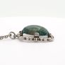 925 Vintage Sterling Silver & Moss Agate Necklace, Birmingham 1974 Image 6