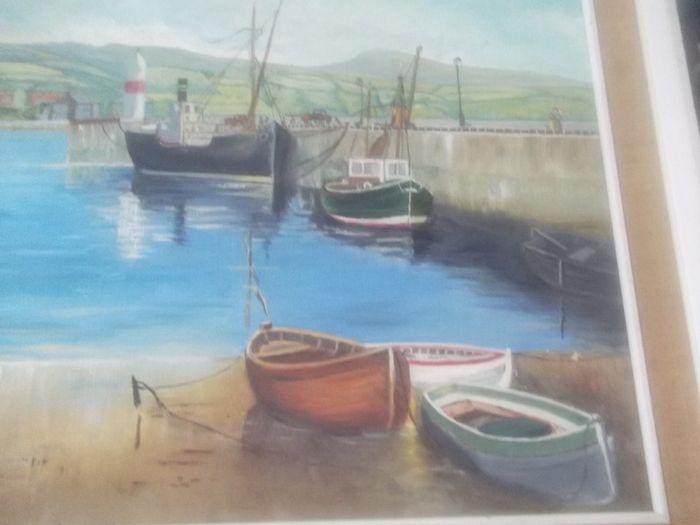 a large oil painting  on board  by h,macdonald steward a large oil painting on bo