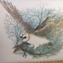 Large Vintage Basket weave melamine Tray barn owl print Cottage Core Image 2